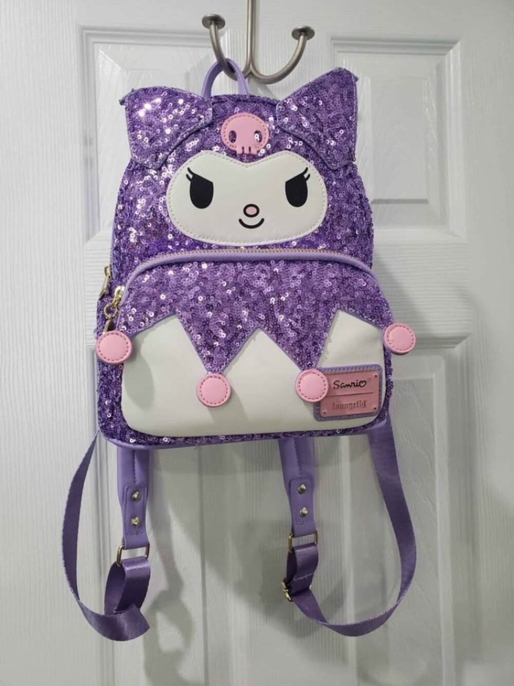 Loungefly Sanrio Sequin Kuromi Purple Mini Backpack